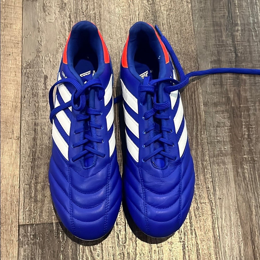 Brand New Adidas Royal Blue and White Cleats with Red Accents